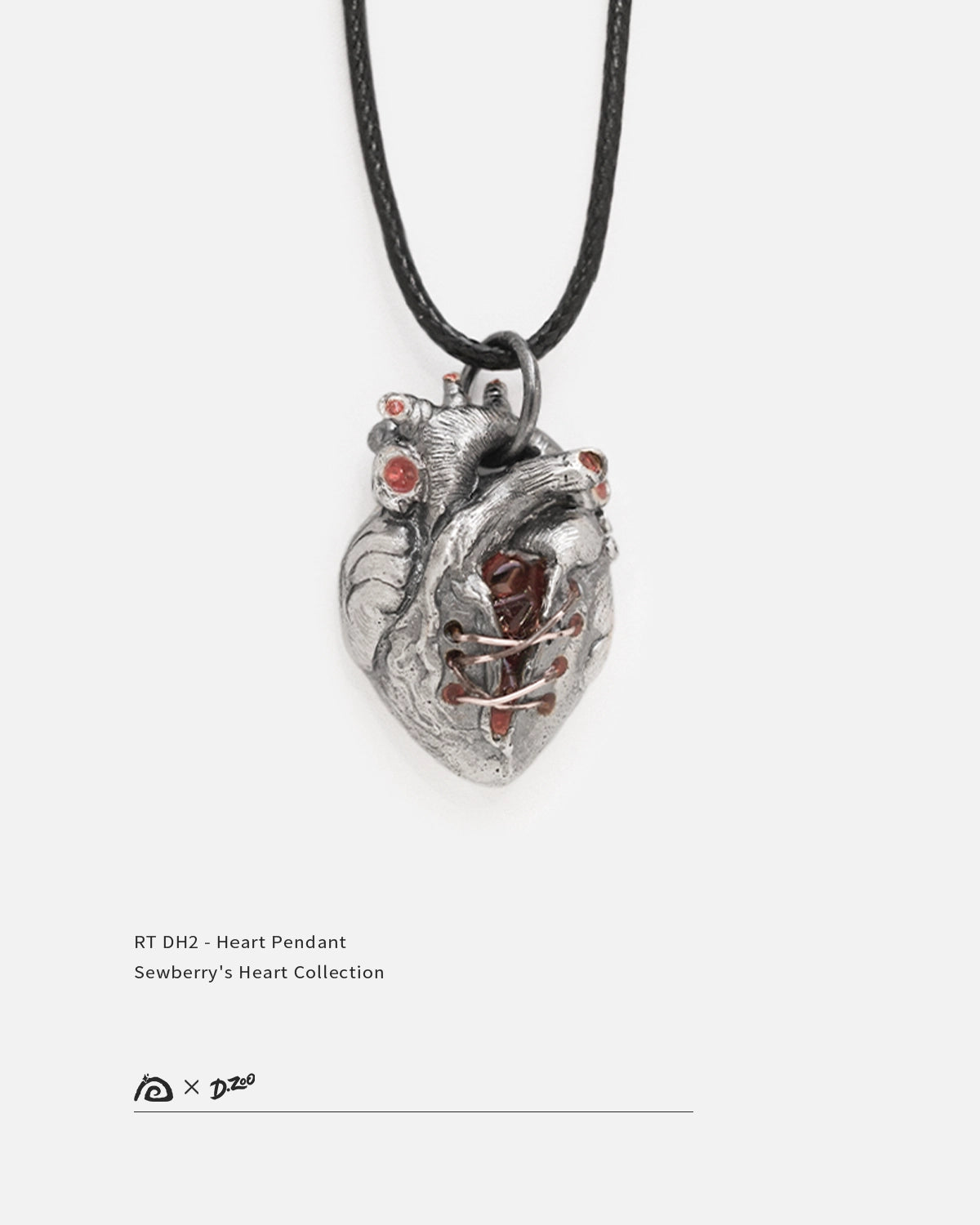 Front view of a 925 sterling silver broken heart pendant necklace designed by Dzoo, available at Rainbow Tears.
