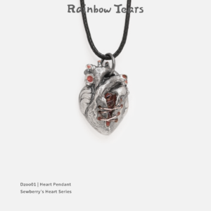 Front view of a 925 sterling silver rebellious heart pendant on a white background