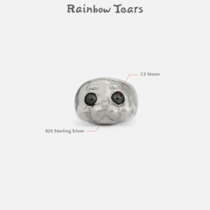 The material of the Ploop ring is shown in the picture, showing the details of 925 sterling silver and black zircon