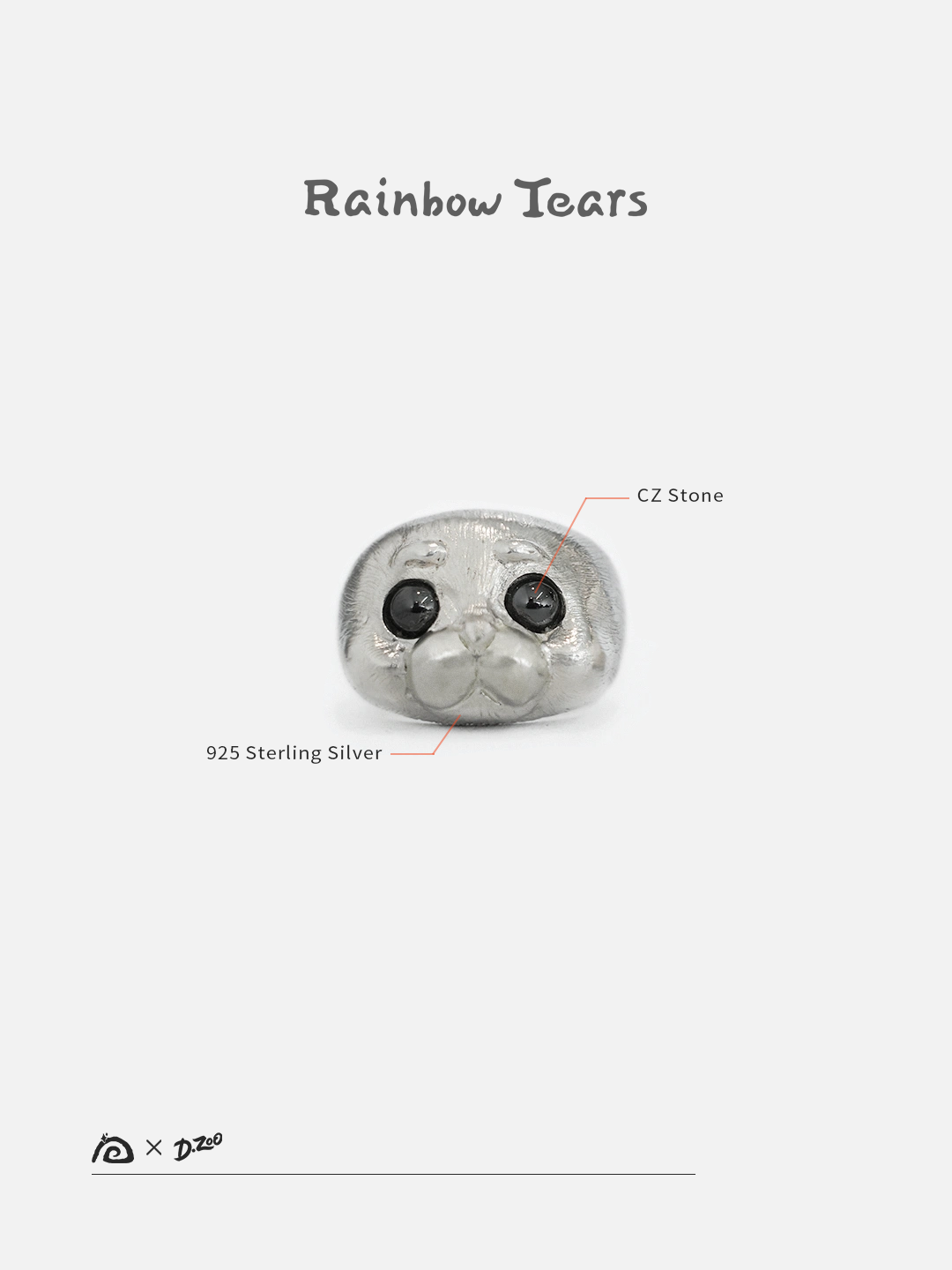 The material of the Ploop ring is shown in the picture, showing the details of 925 sterling silver and black zircon