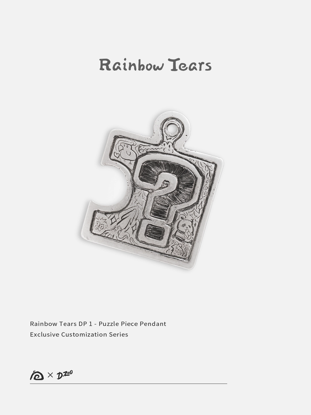 Customizable puzzle necklace pendant, question mark represents the pattern can be customized