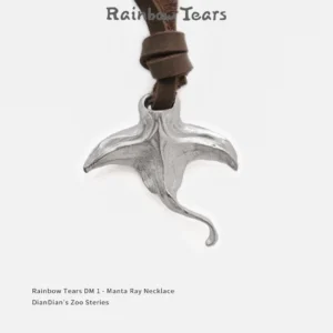 Front view of a 925 silver manta ray necklace on a white background