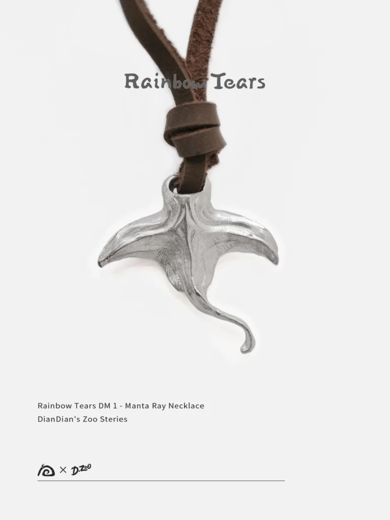 Front view of a 925 silver manta ray necklace on a white background