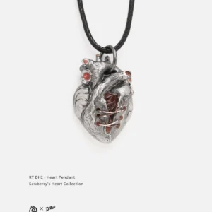 Front view of a broken heart pendant made of 925 sterling silver on a white background