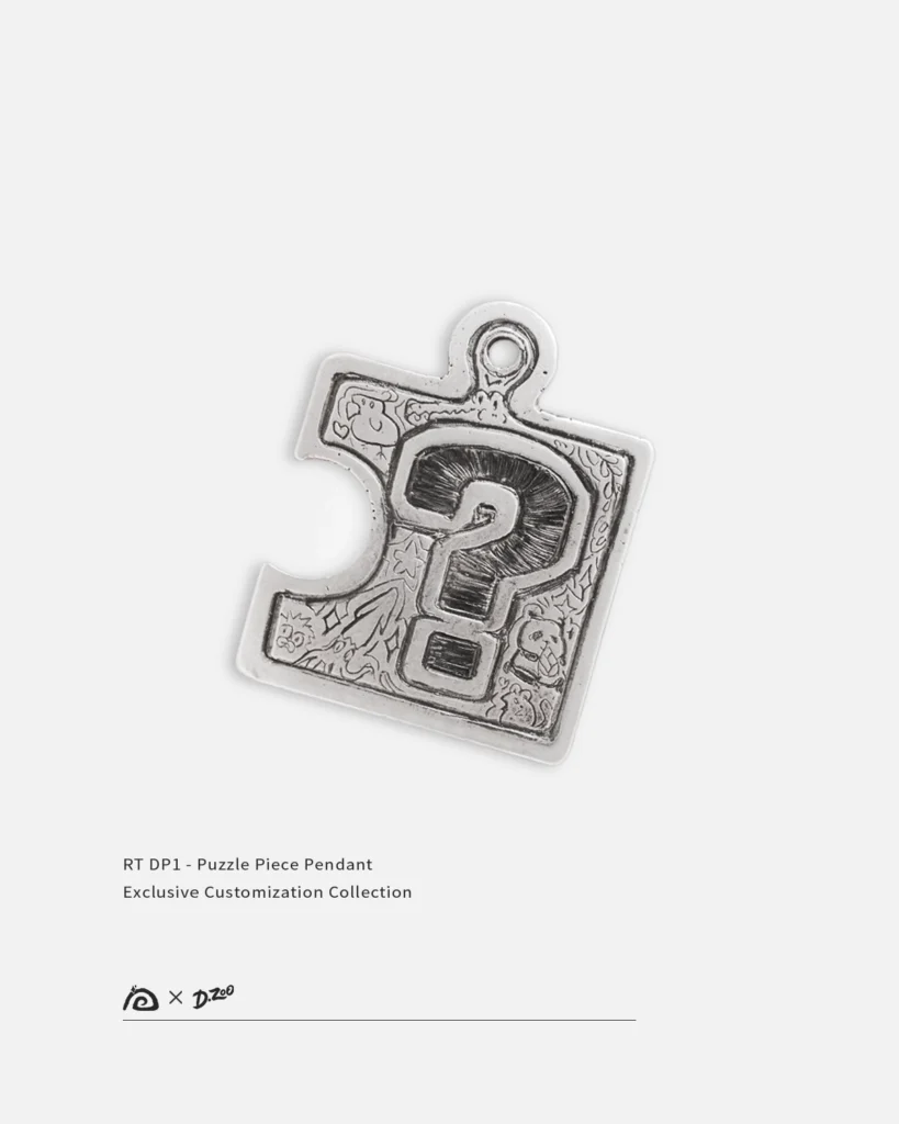 Customizable puzzle necklace pendant, question mark represents the pattern can be customized
