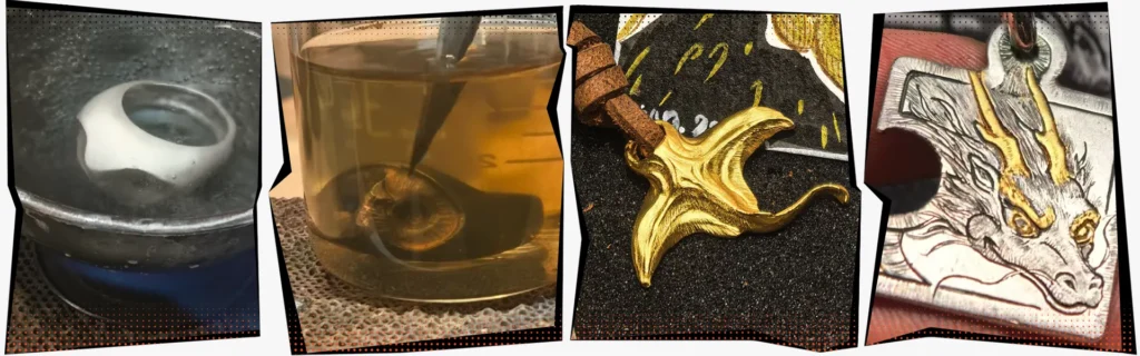 Jewelry surface treatment processes including whitening, oxidation finishing, and gold plating