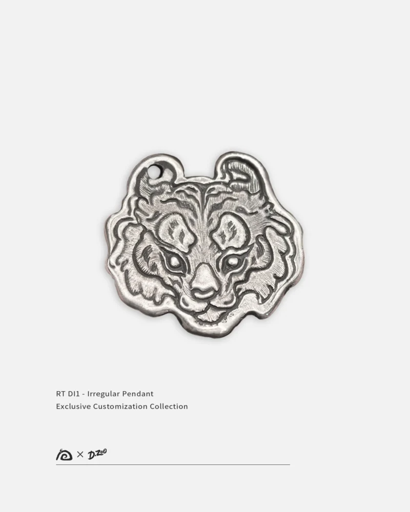 Custom irregular freeform pendant crafted from 990 fine silver, featured on a clean white background.