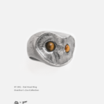 Sterling Silver Owl Head Ring Inlaid with Tiger's Eye | RT-DO1