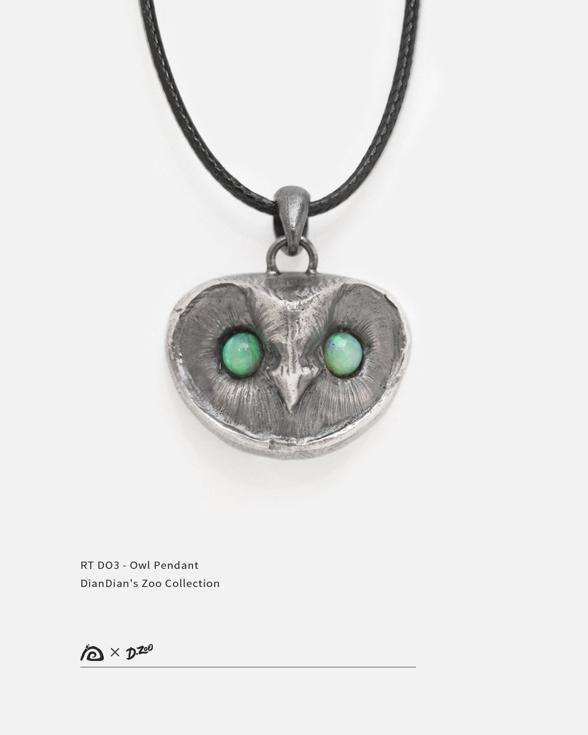 Handmade sterling silver owl pendant with an oxidized vintage finish, featuring two vibrant natural opal stones as the owl's eyes.