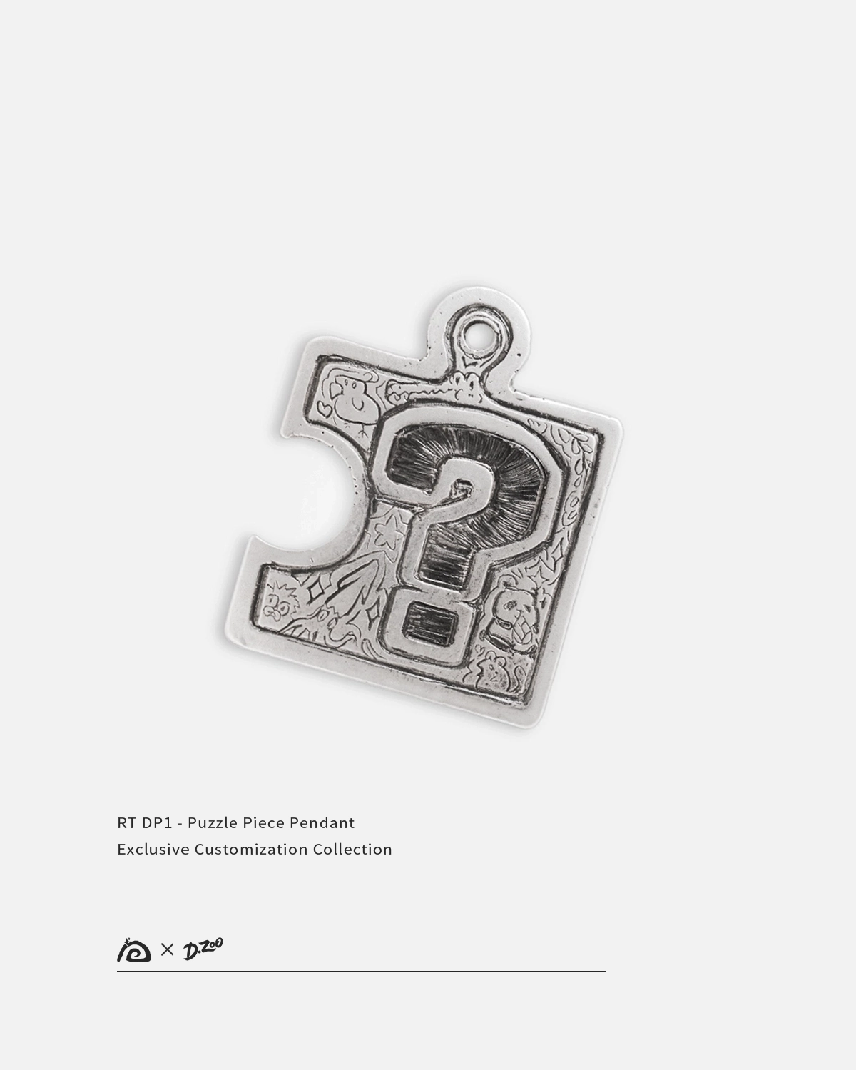 Customizable puzzle necklace pendant, question mark represents the pattern can be customized