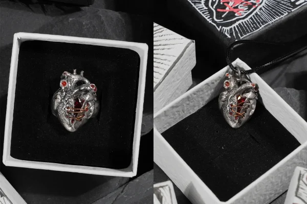 Display of Sewberry's Heart Collection Broken Heart Jewelry Set